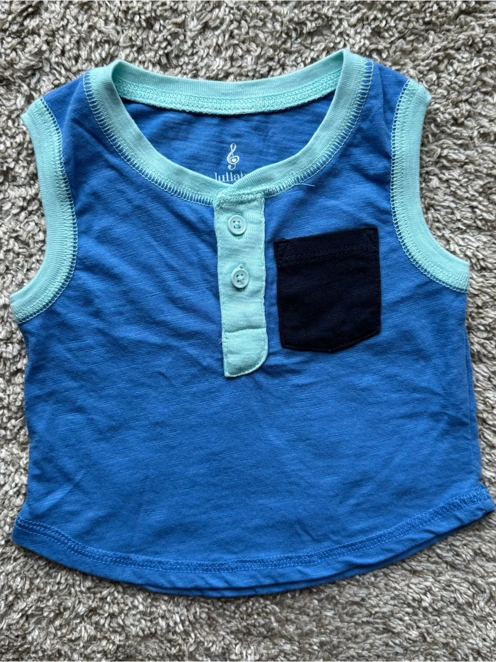 Lullaby Lane 2-Piece Baby Outfit Set Blue Plaid Shorts Tank Top 6-9 Months